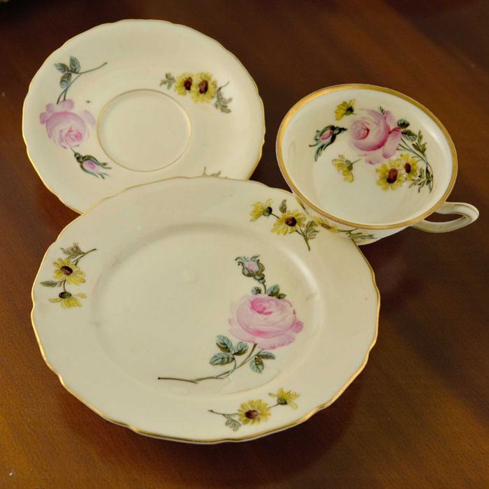Zestaw śniadaniowy Thomas Ivory kwiaty Bavaria 1945r
