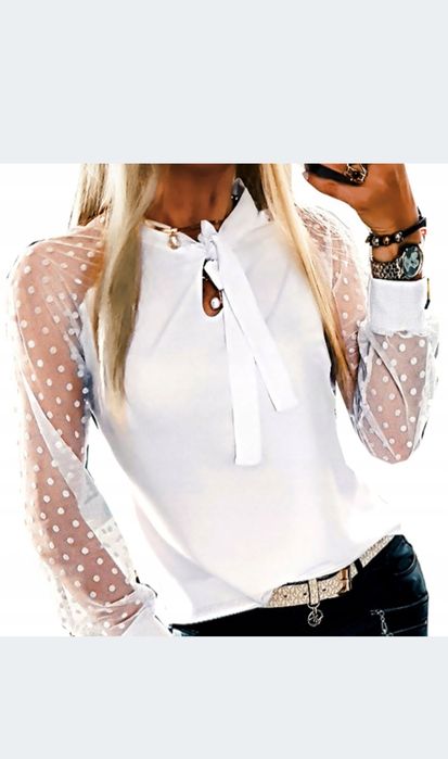 Biała elegancka bluzka r. L/ 40 damska  długi rękaw