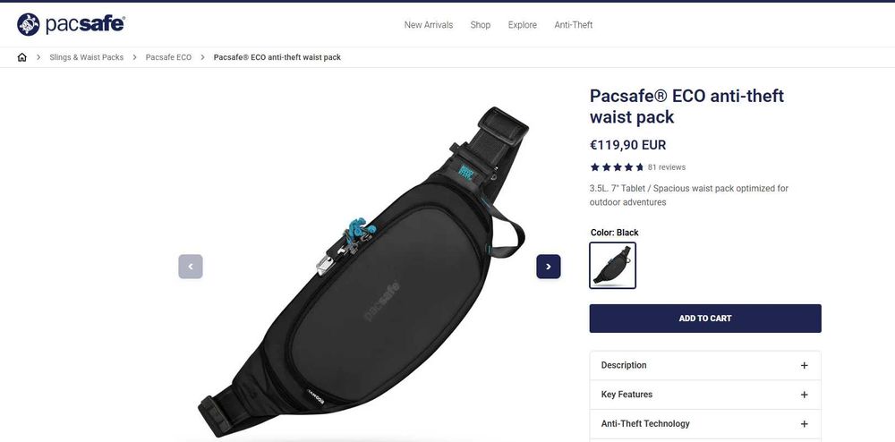 Pacsafe® ECO anti-theft waist pack