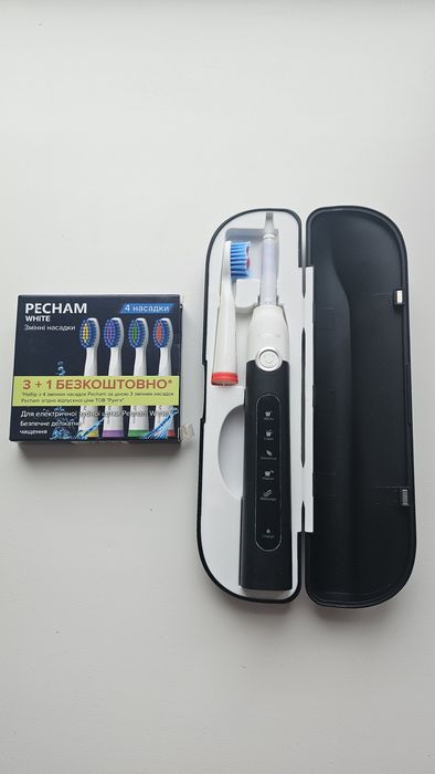 Електрична зубна щітка PECHAM White Travel + 2 насадки + футляр