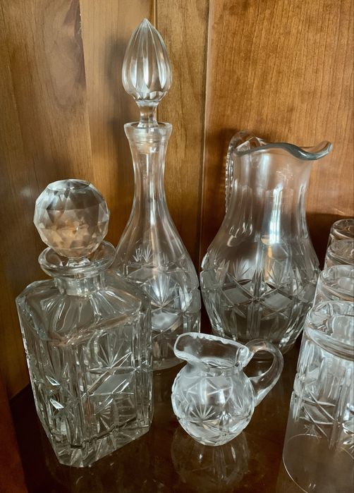 Serviço vintage copos cristal Bohemia