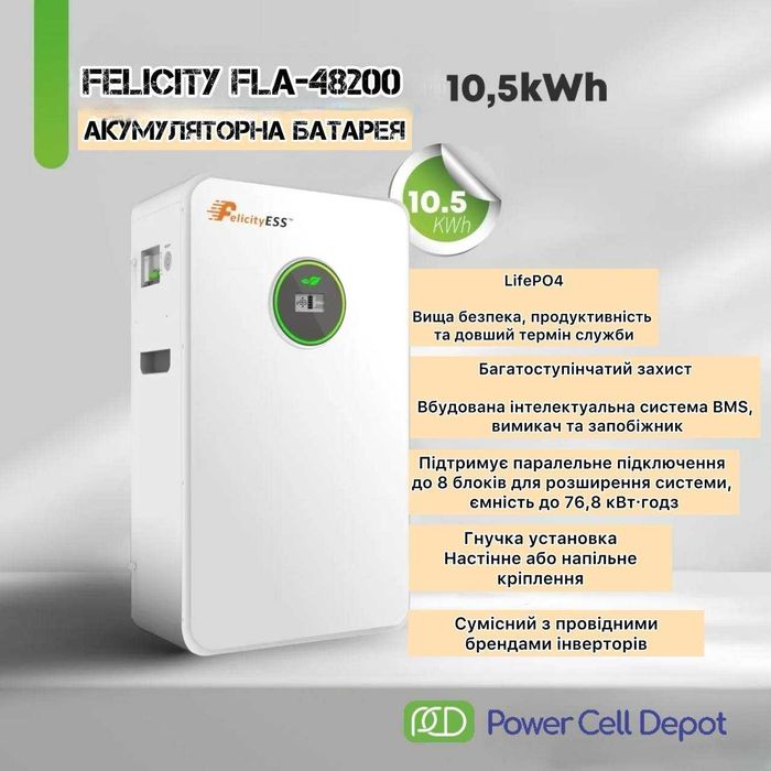 ГУРТ - FelicityESS 48200 51,2В 200Аг 10.5кВт*ч (акумуляторна батарея)