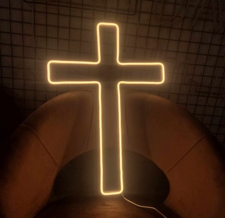 Krzyż pierwsza komunia święta neon napis led ledon
