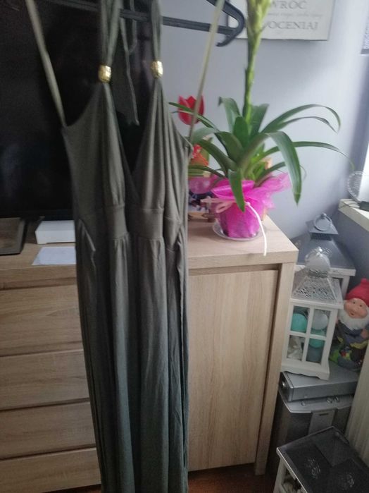 Nowa długa Sukienka Maxi Atmosphere 14 zielona khaki wesele