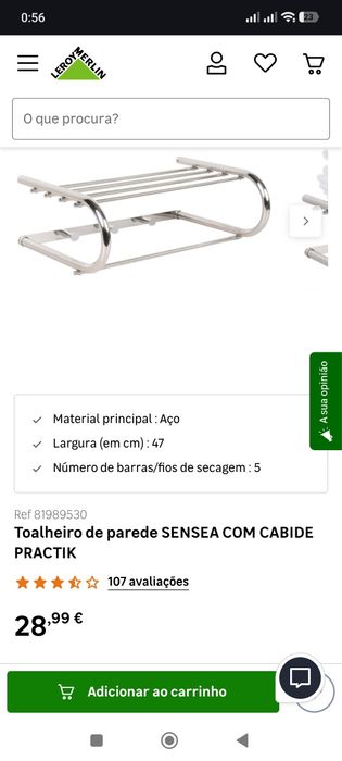 Toalheiro de parede aço WC (novo)
