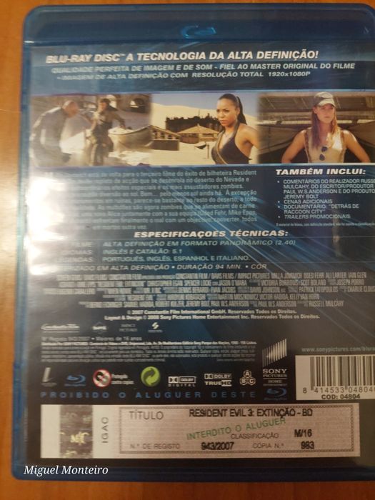 Blu Ray Resident Evil 3 Extinção