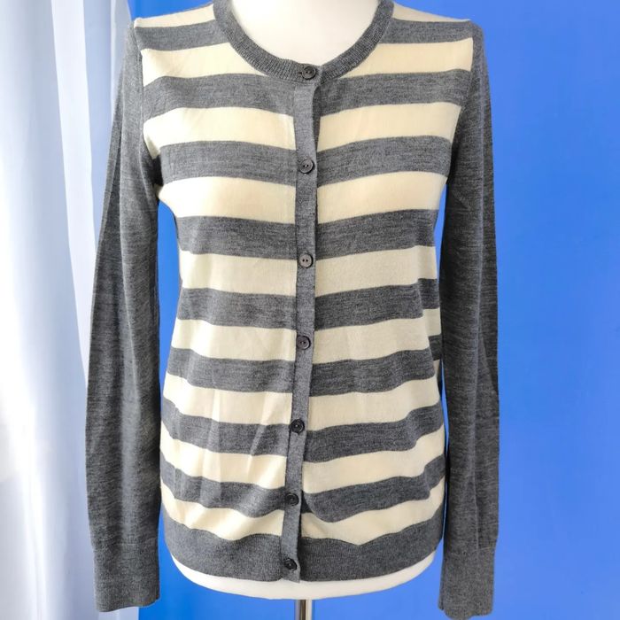 GAP - oryginalny sweter damski kardigan w paski 100% wełna merino