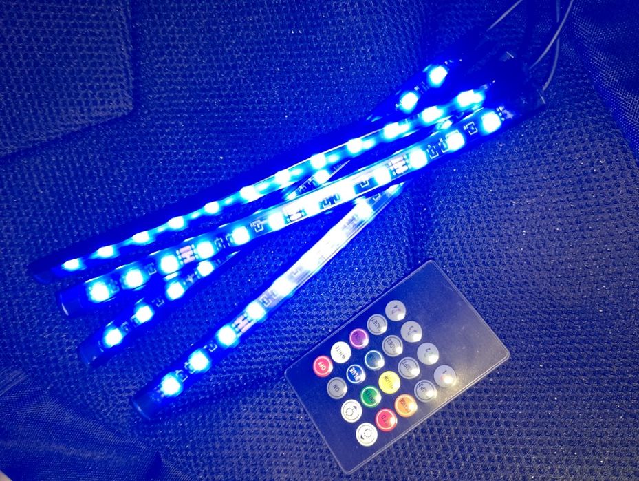 12 LED RGB світлодіодне підсвічування салону з пультом і мікрофоном