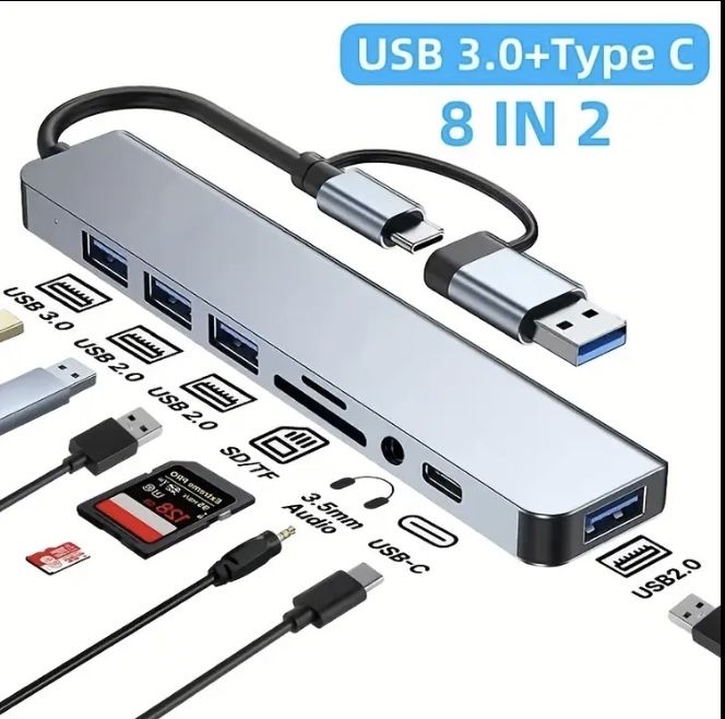 Перехідник USB Hub 8in2