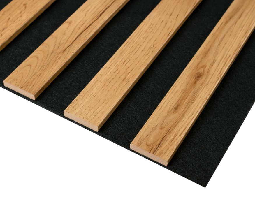Lamele ścienne na czarnym filcu 260cm x 54 cm Dąb Artisan i inne