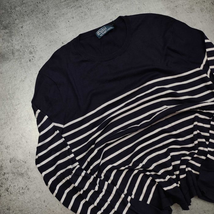 MĘSKI Sweter Elegancki Paski Cienki Lekki Polo Ralph Lauren Pima Coton