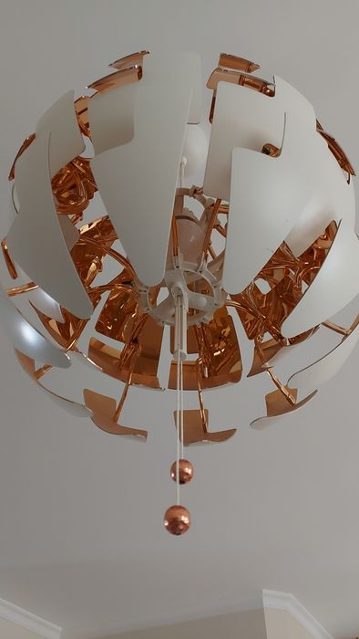 Candeeiro branco/cobre