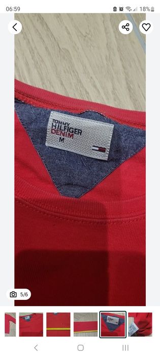Bluzka rozmiar M 38 czerwona koszulka z długim rękawem tommy hilfiger