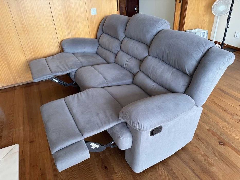 Sofá Relax Reclinável 3 Lugares Cinzento | Grey 3-Seat Reclining Sofa