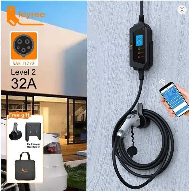 Зарядка електромобіля feyree Type1, GBT 7кВт 32А, 5 метрів з WiFi