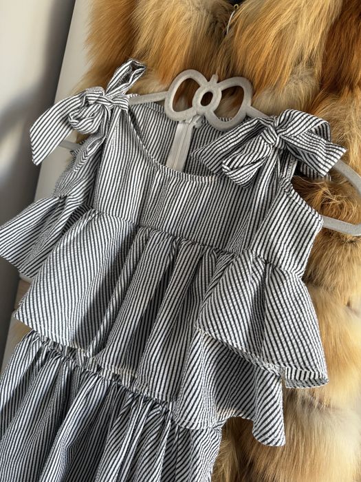 Damska zwiewna modna letnia sukienka Boho falbanka S