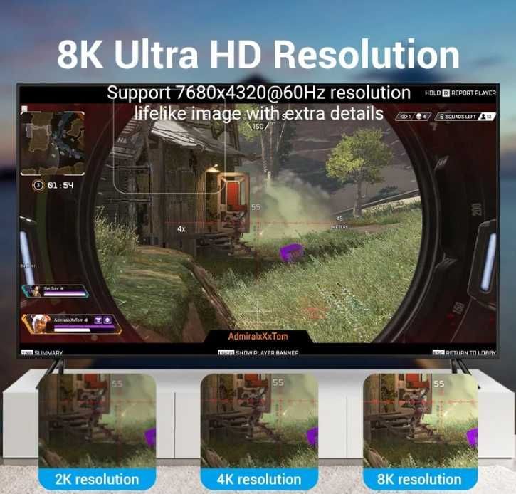 кабель WireTEK DisplayPort DP-DP 8K 4K 2K 2m