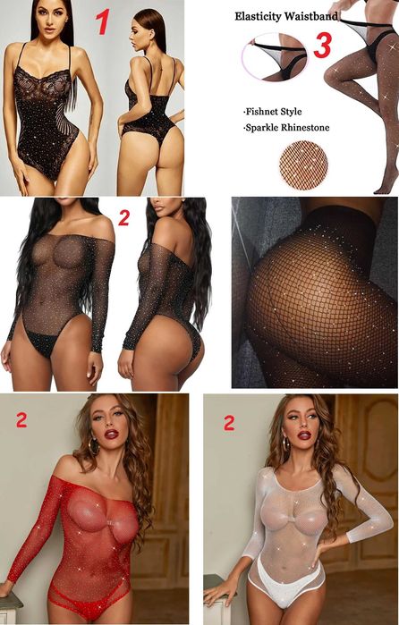 Еротичне боді, бодистокинг, сітка, комбінезон, панчохи СТРАЗИ