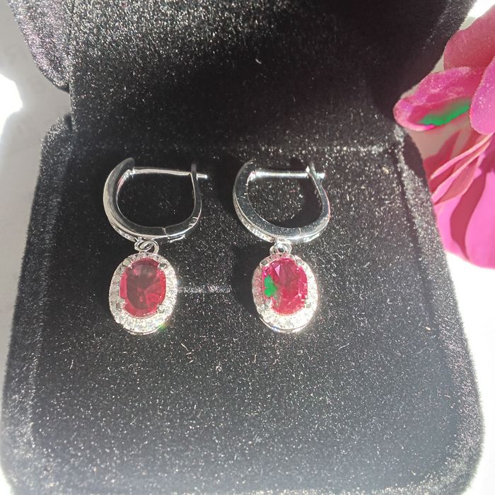 Brincos em Prata com Rubis Naturais Certificados