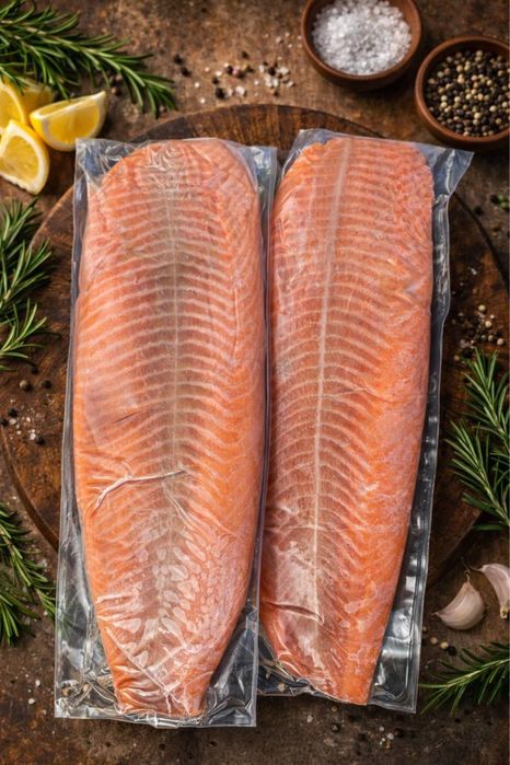 Филе лосося кусочки лосося слабосоленые без кости без шкуры