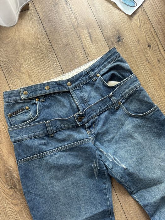 Dolce & Gabbana D&G Jeans Layered Waist Distressed Denim spodnie