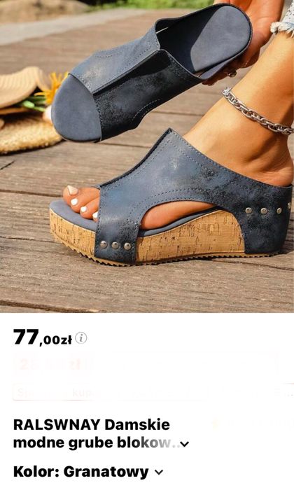 Klapki ala dzins koturn