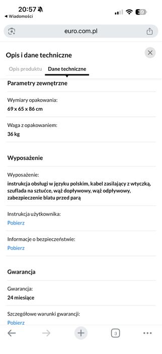 NOWA Z GWARANCJA PRODUCENTA Bosch Serie 4 SMV46KX55E 59,8cm Szuflada na sztućce