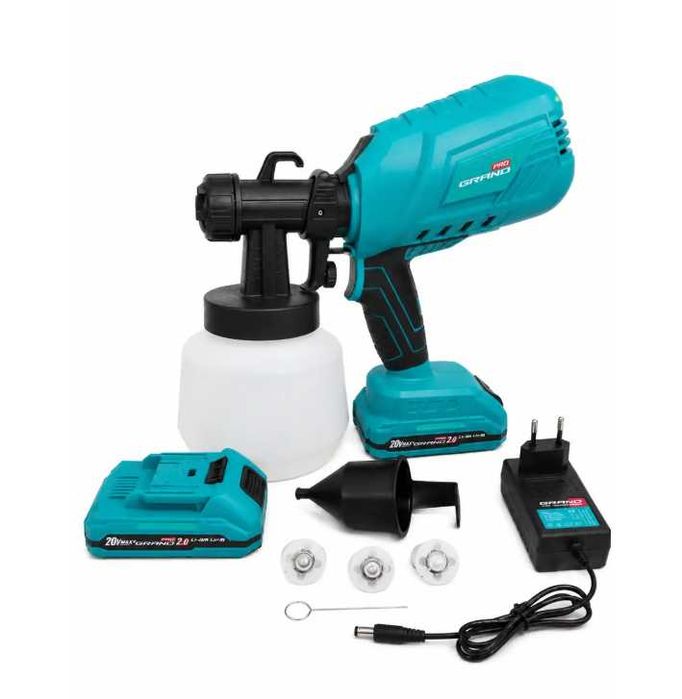 Фарбопульт акумуляторний GRAND КЭ-20V/PRO 20В з батареєю 2Аг та зарядкой розпилювач 1200 мл краскопульт на батареях