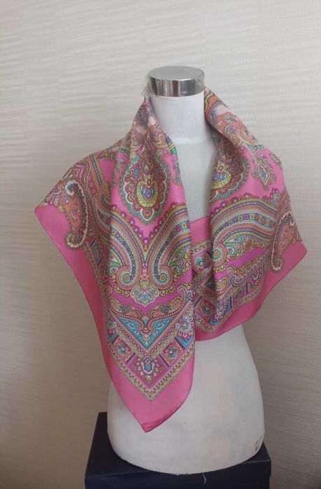 Итальянский шелковый большой платок женский разноцветный