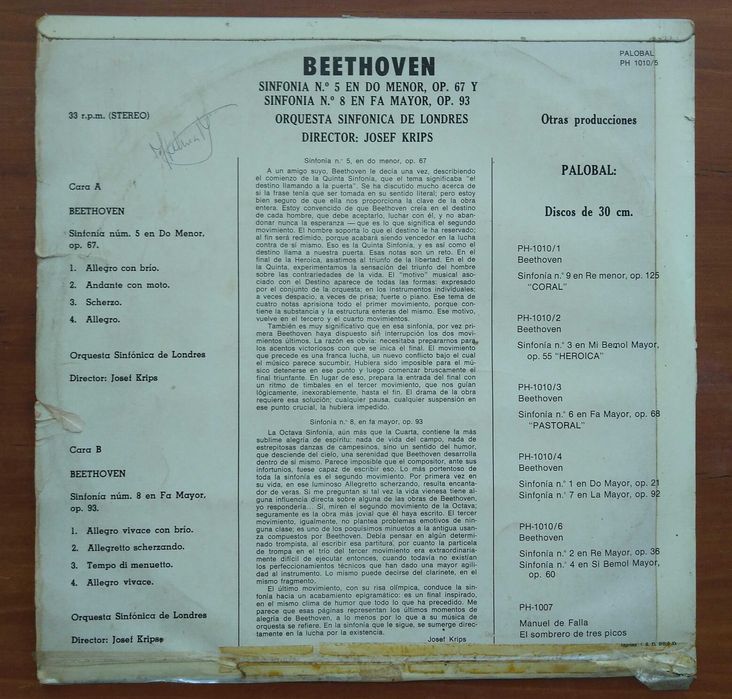 vinil: London Symphony Orchestra “Beethoven - Symphonies nº 5 & 8”