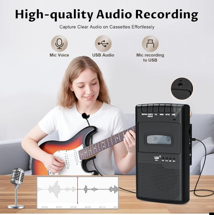 Касетний магнітофон T300-DE-S з USB та цифровим записом