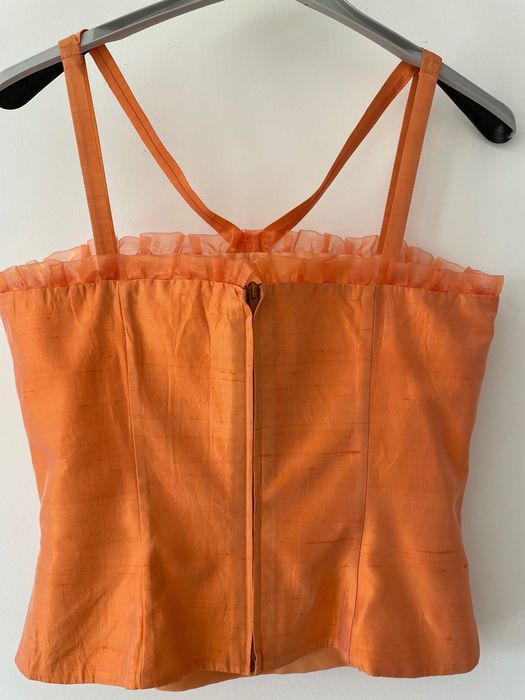 Conjunto 3 peças de roupa laranja em seda selvagem