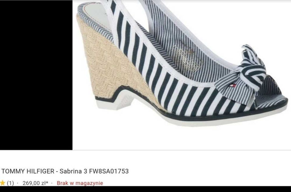 Tommy Hilfiger sandały na koturnie 38/39(25 cm)