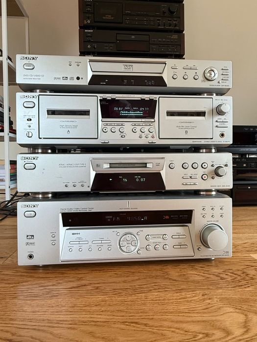 sony zestaw wieża str-de475, mds-je480, tc-we475, dvp-ns300