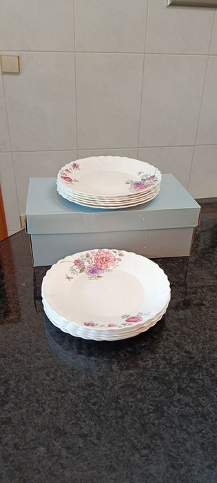 Lindissimo  Conjunto de 12 pratos com.motivos florais