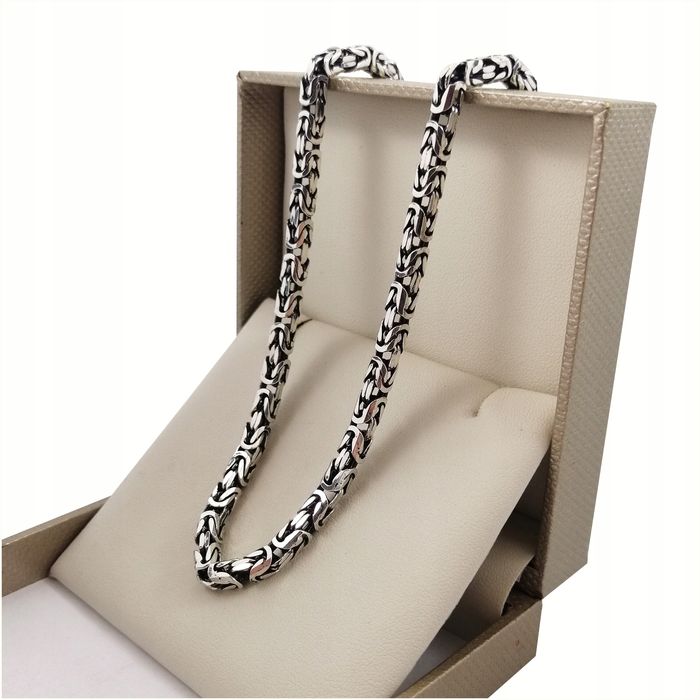 Srebrny Męski Łańcuszek Królewski Szeroki Pr. 925