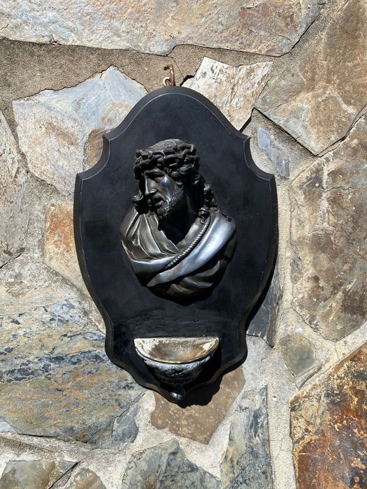 Fonte Igreja Água Benta Séc XIX Arte Sacra 34 cm Metal e prata