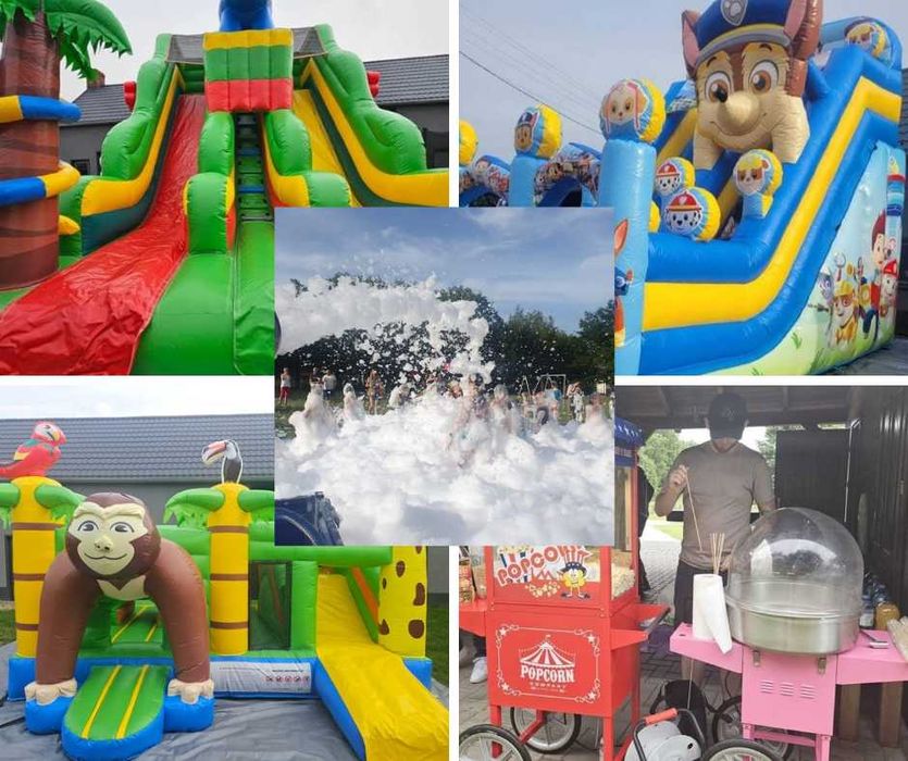 Zamek Dmuchany   piesek goryl  słonik Stitch POPCORN  WATA PIANA PARTY