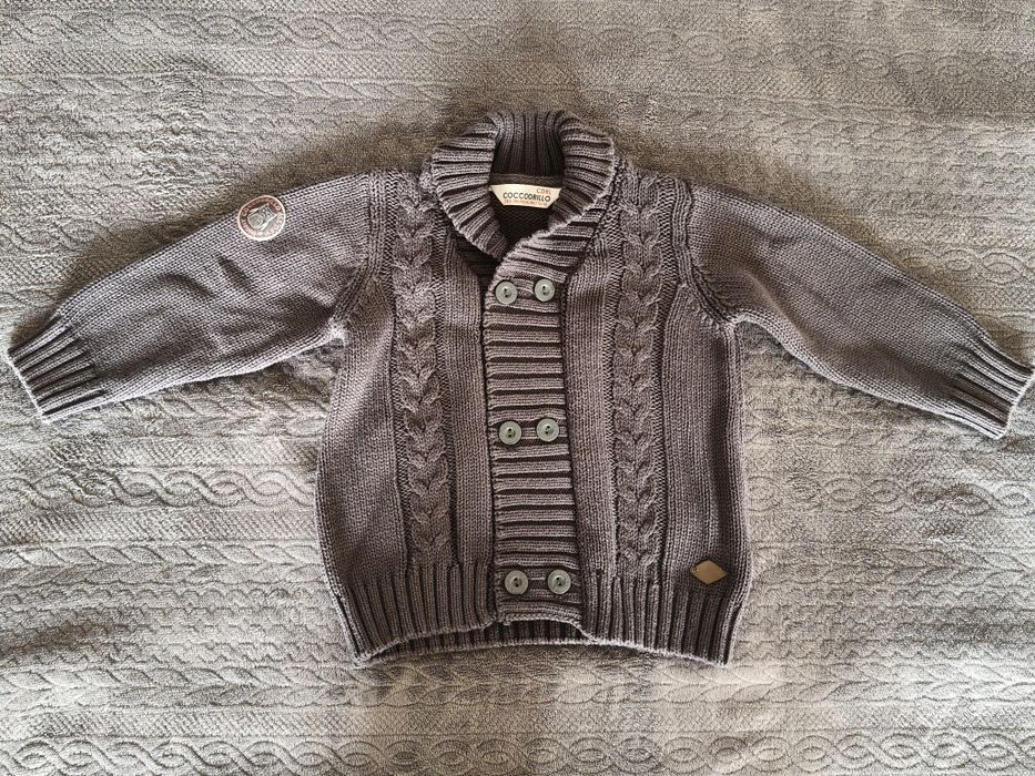 Zapinanany na guziki ciemnoszary sweter Coccodrillo r. 74