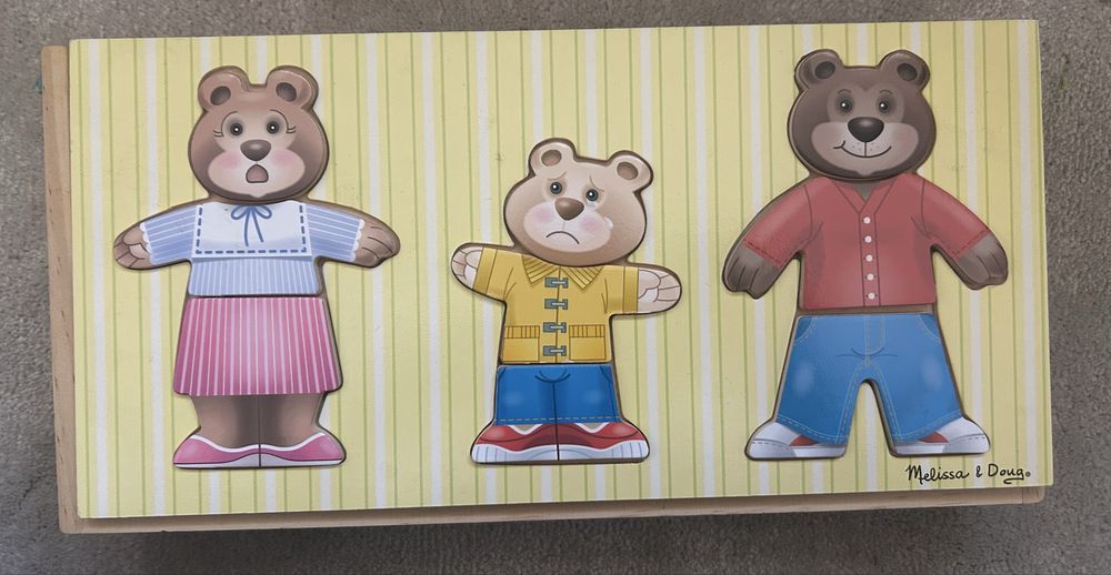 Melissa & Doug – drewniana misiowa układanka, na 3 latka