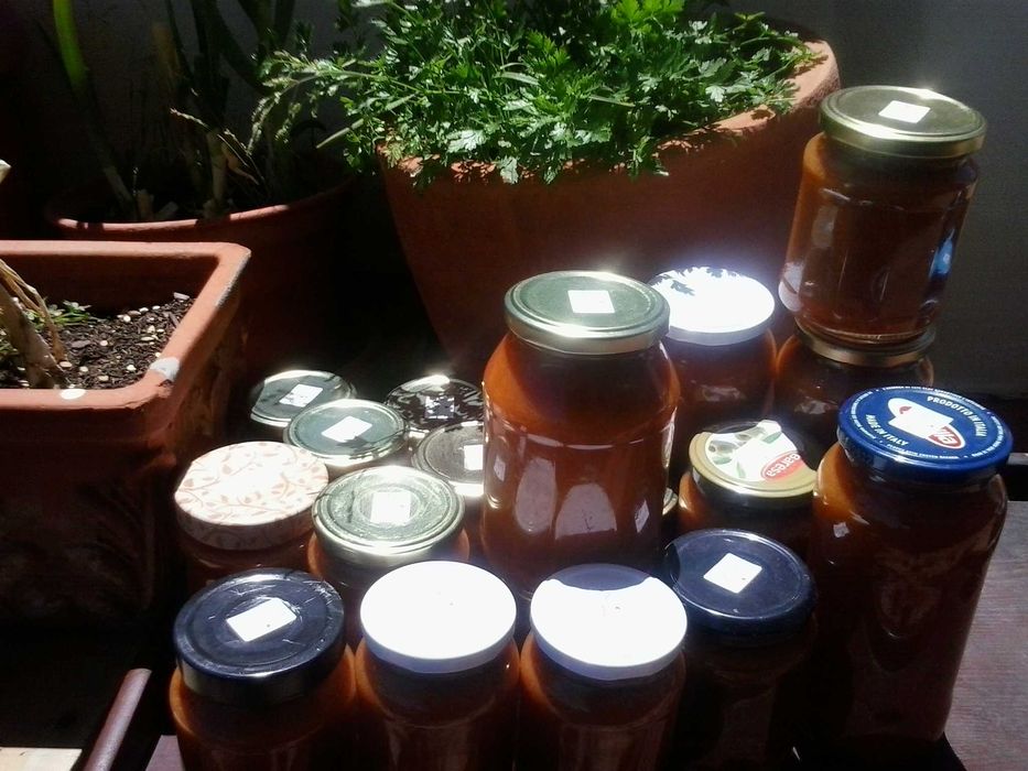 Fruta e compotas biológicas figo ameixa nêsperas marmelo