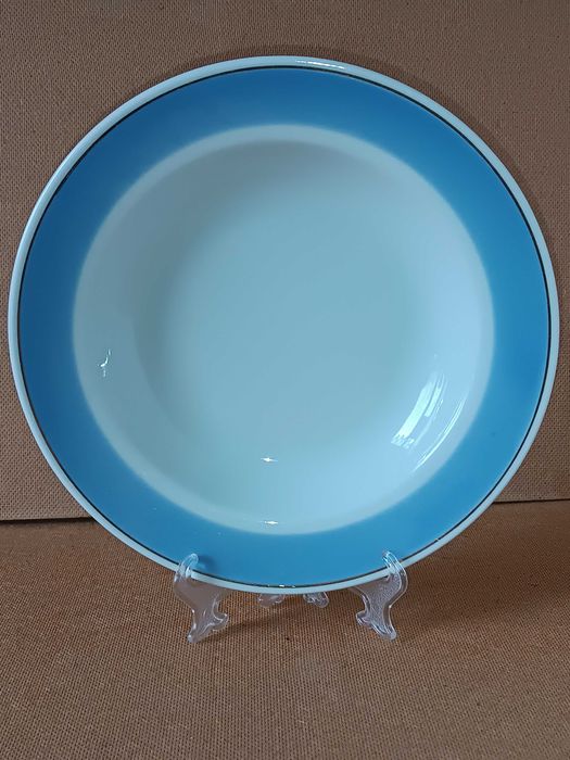 1962 фарфорова тарілка з блакитною смужкою позолота Краснодар СССР