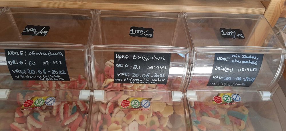 Expositor de gomas, chás,  frutos secos etc