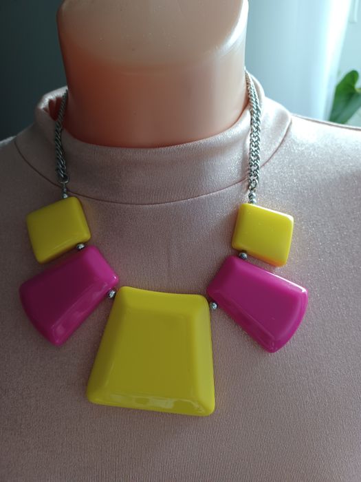 Naszyjnik żółto bordowy