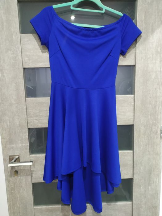 Chabrowa sukienka wieczorowa S dłuższy tył