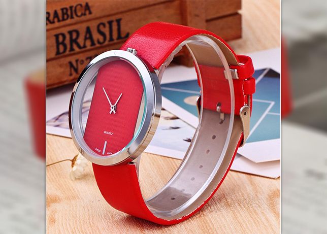 Relogio quartzo vermelho – Mostrador grande - Novo