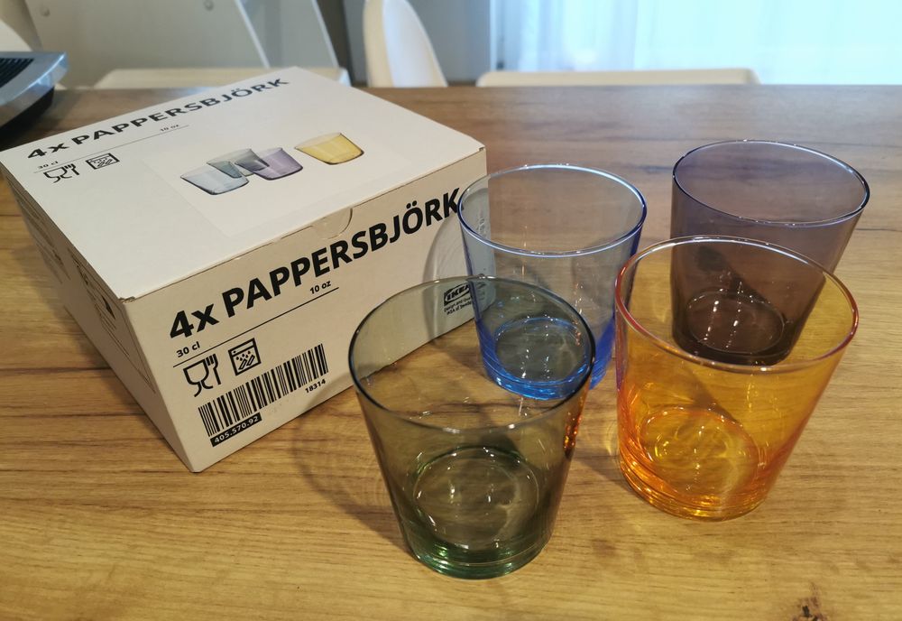 Szklanki ikea 4x PAPPERSBJÖRK różne kolory pastelowe
