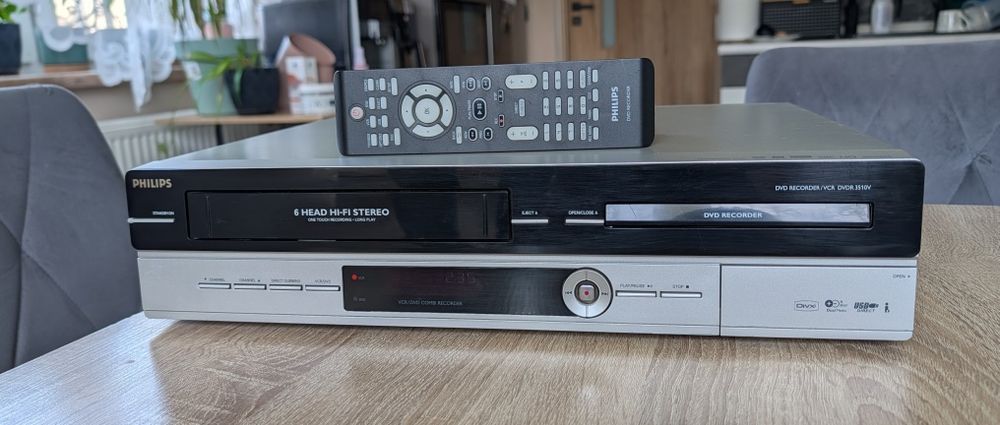 PHILIPS DVDR 3510V #Nagrywarka DVD VHS #6HD #USB #Hi-Fi Stereo # DivX #PL Menu