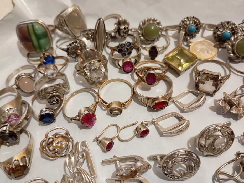 Серебряные серьги разное серебро винтаж