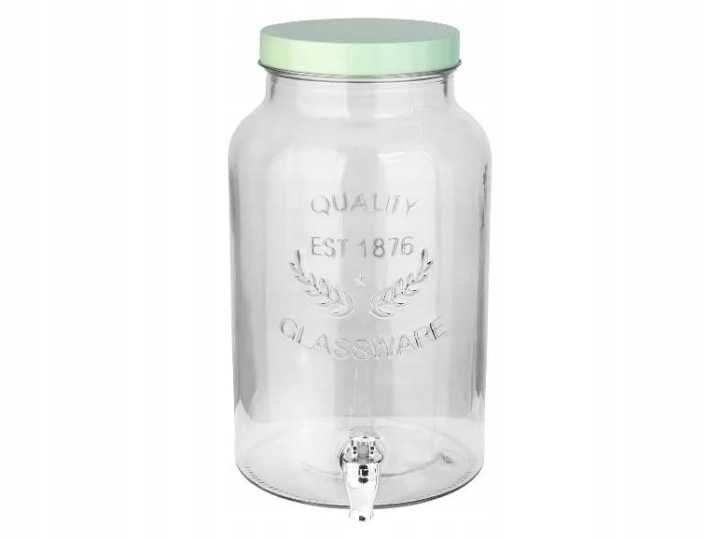 Szklany dozownik do napojów słoik dyspenser XL z kranikiem 5,6 L